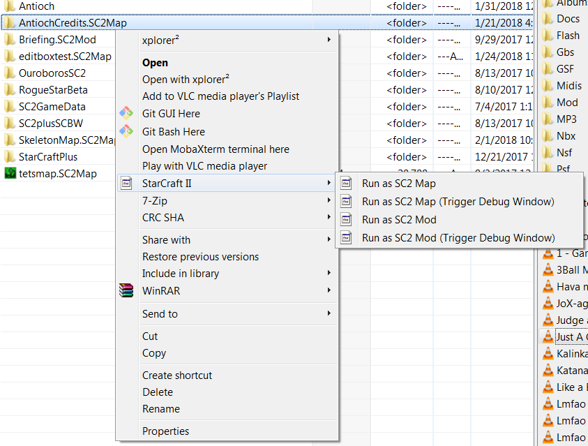 Context menu for folders